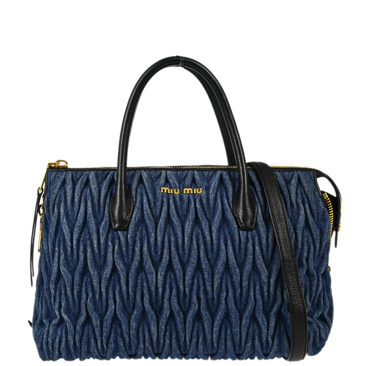 Miu Miu Blue Denim Matelasse 2way Shoulder Handbag