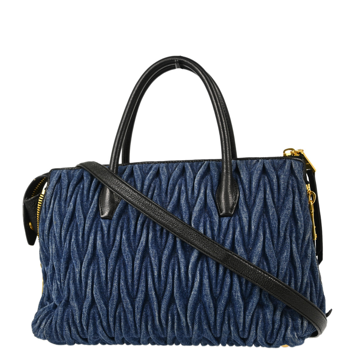 Miu Miu Blue Denim Matelasse 2way Shoulder Handbag