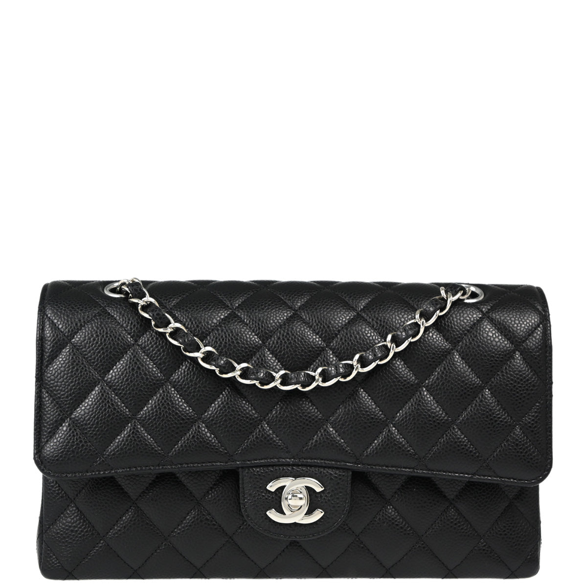 Chanel 2019 Black Caviar Medium Classic Double Flap Shoulder Bag