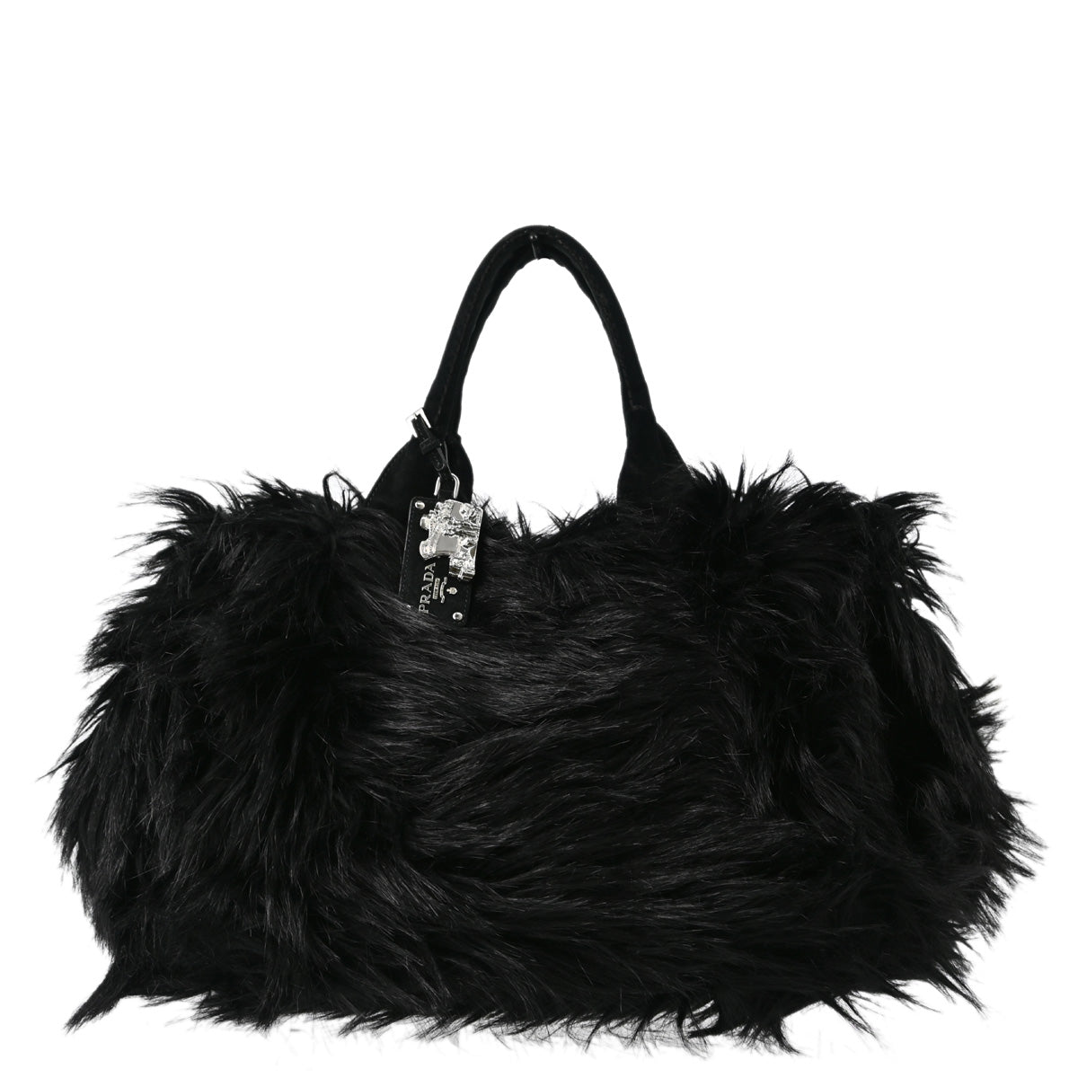 Prada Black Fur Tote Handbag