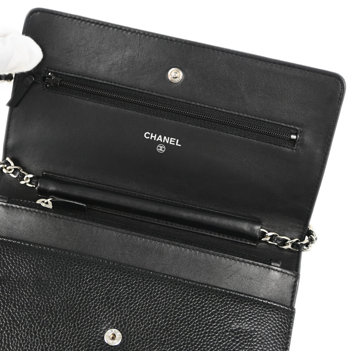 Chanel 2014 Black Caviar Wallet On Chain WOC