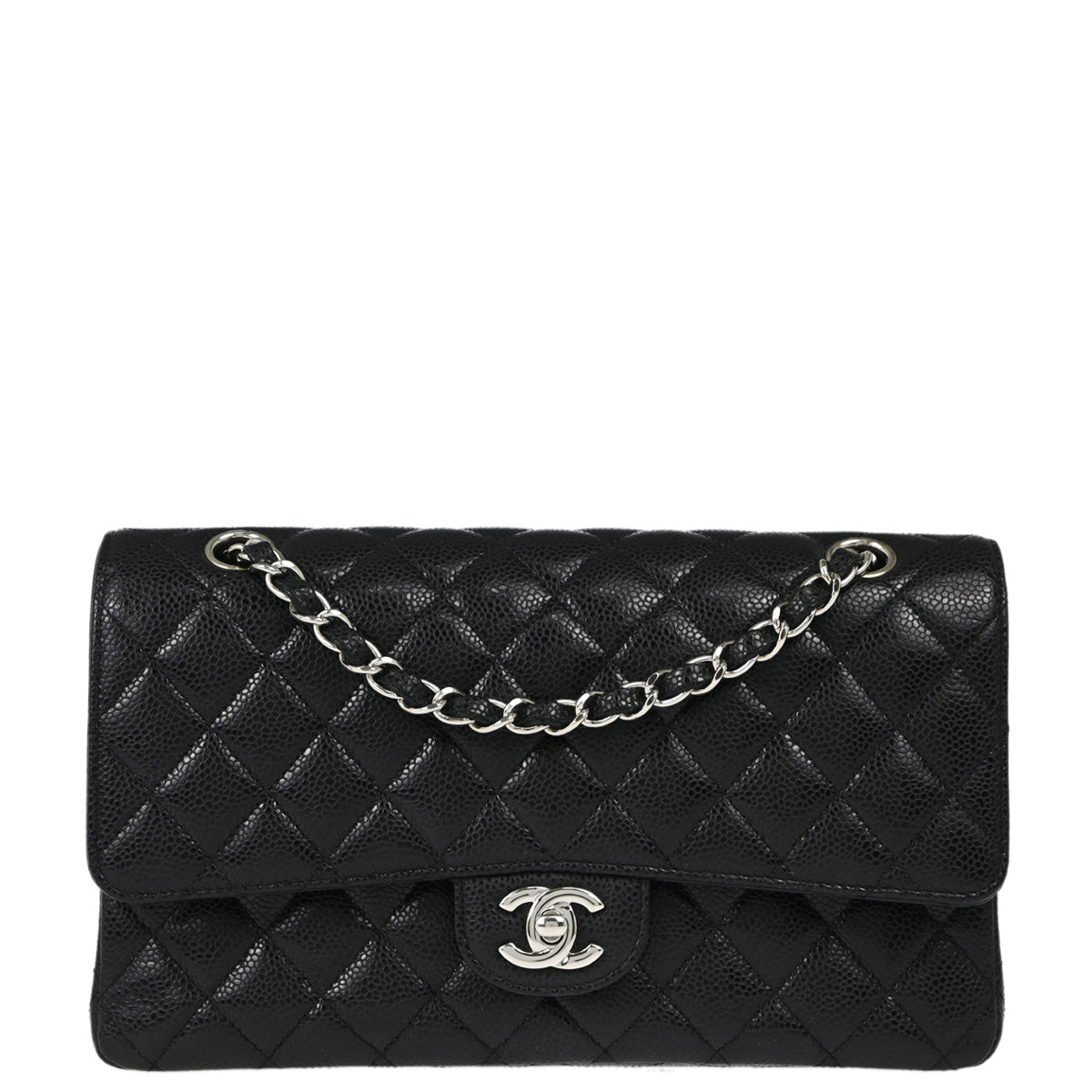 Chanel 2013-2014 Black Caviar Medium Classic Double Flap Shoulder Bag