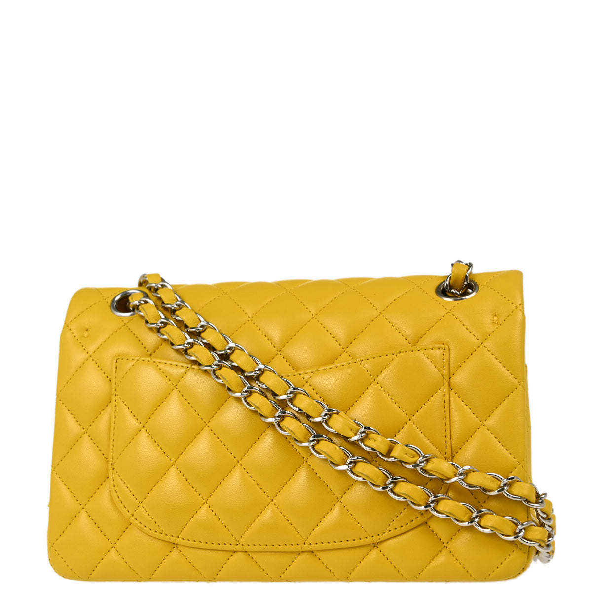 Chanel 2018 Yellow Lambskin Small Classic Double Flap Shoulder Bag