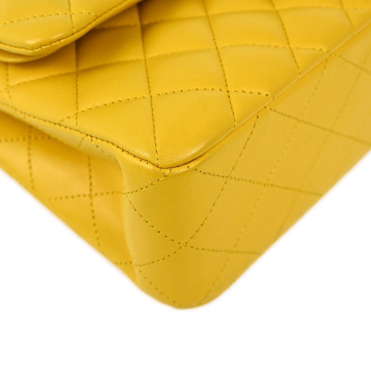 Chanel 2018 Yellow Lambskin Small Classic Double Flap Shoulder Bag