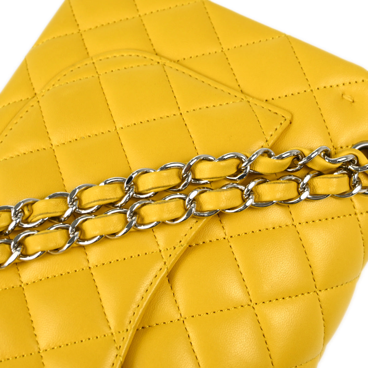 Chanel 2018 Yellow Lambskin Small Classic Double Flap Shoulder Bag