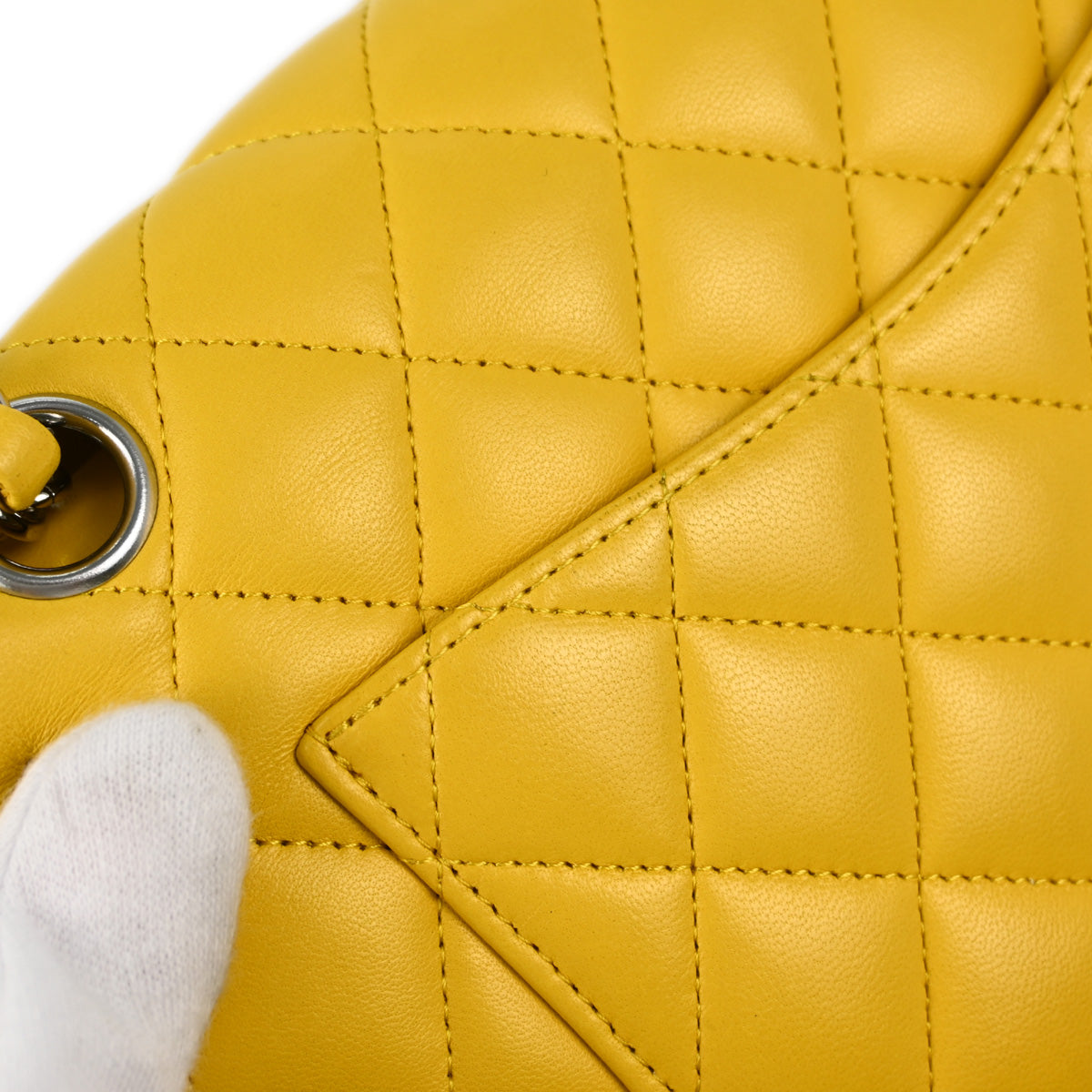 Chanel 2018 Yellow Lambskin Small Classic Double Flap Shoulder Bag