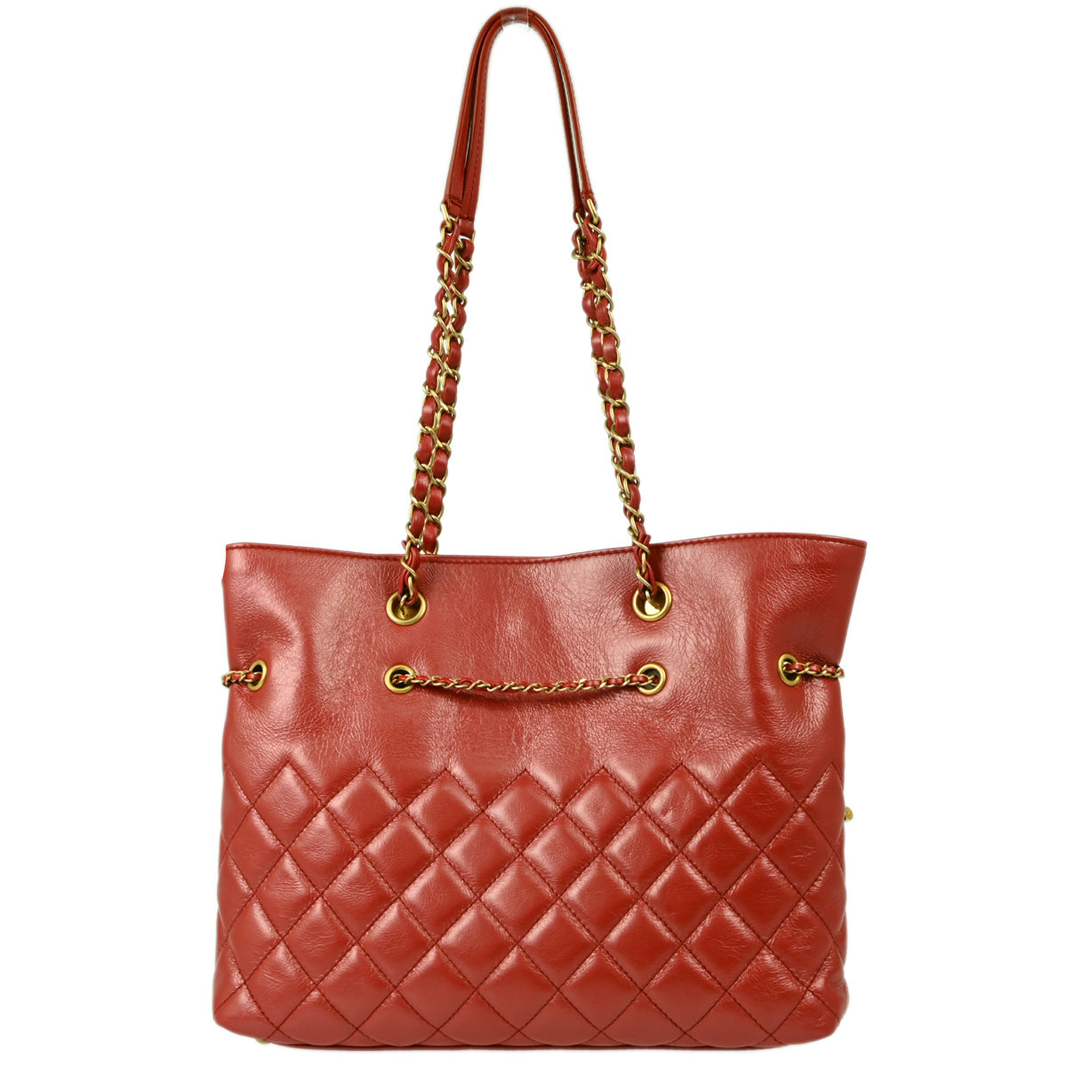 Chanel 2019 Metallic Red Lambskin Tote Handbag