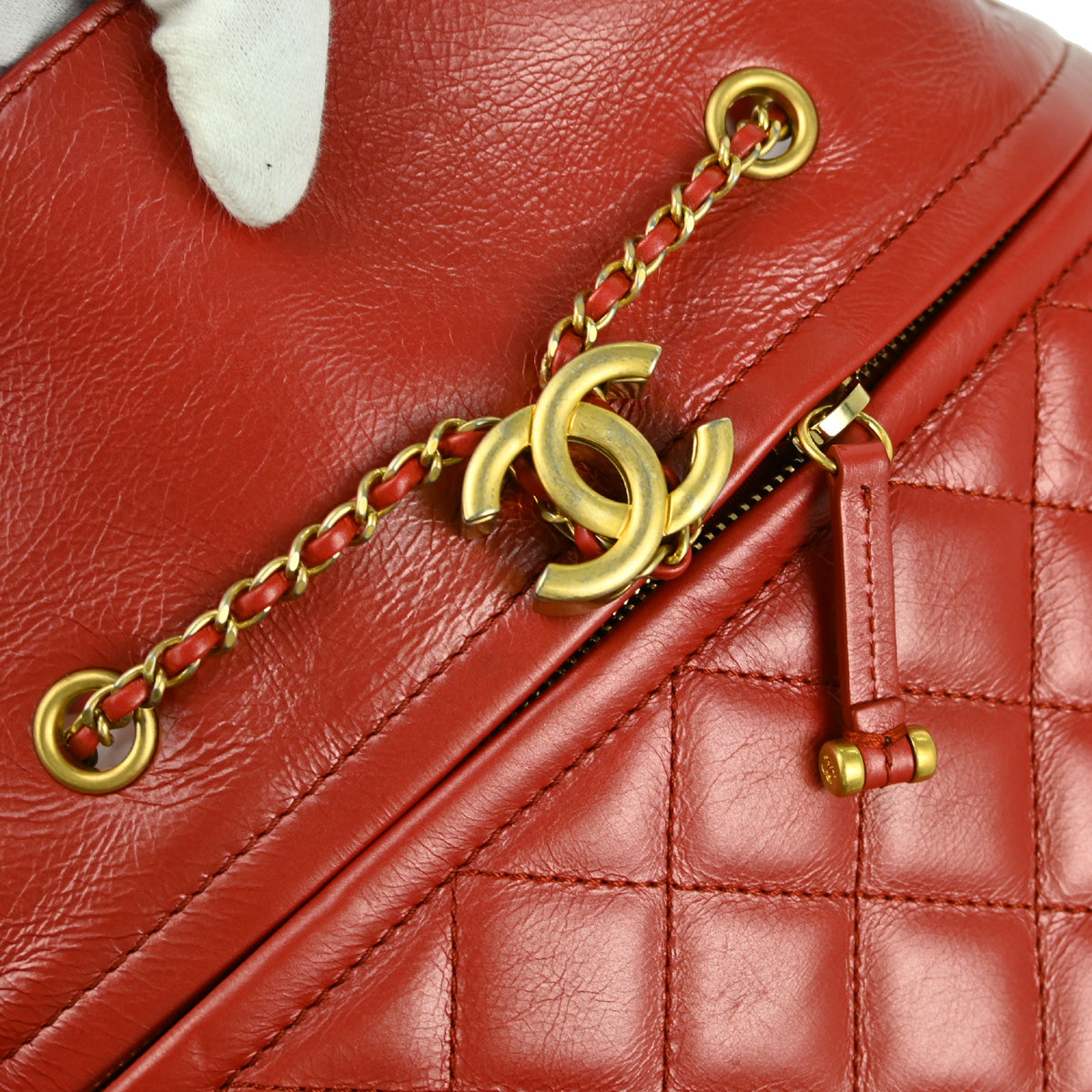 Chanel 2019 Metallic Red Lambskin Tote Handbag