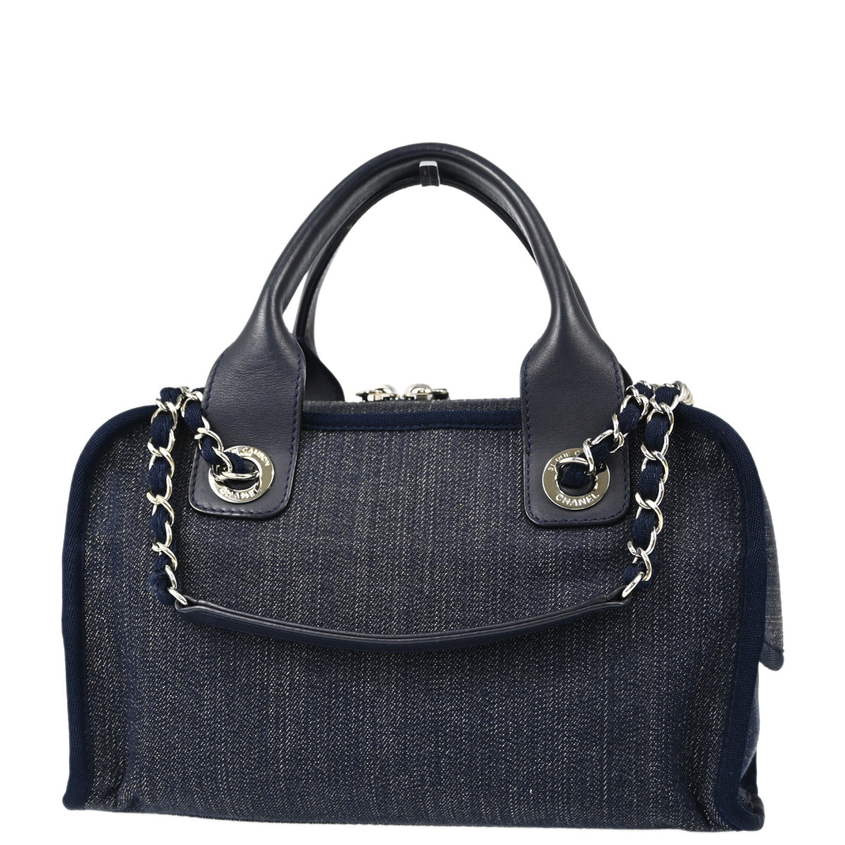 Chanel 2014-2015 Navy Canvas Deauville 2way Bowling Bag