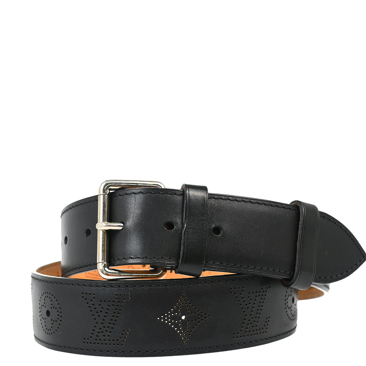 Louis Vuitton 2012 Black Mahina Sainteur Perfo Belt M6931T #95/38 Small Good