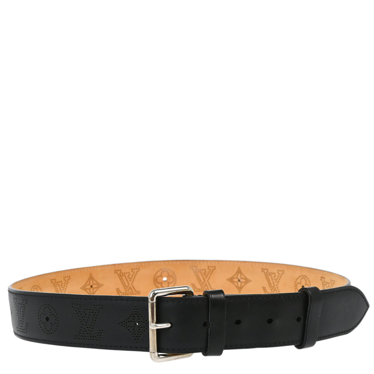 Louis Vuitton 2012 Black Mahina Sainteur Perfo Belt M6931T #95/38 Small Good