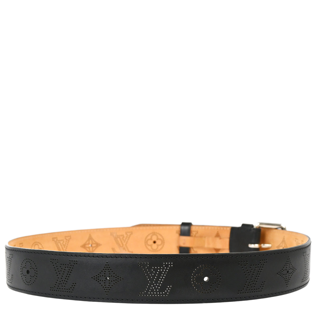 Louis Vuitton 2012 Black Mahina Sainteur Perfo Belt M6931T #95/38 Small Good