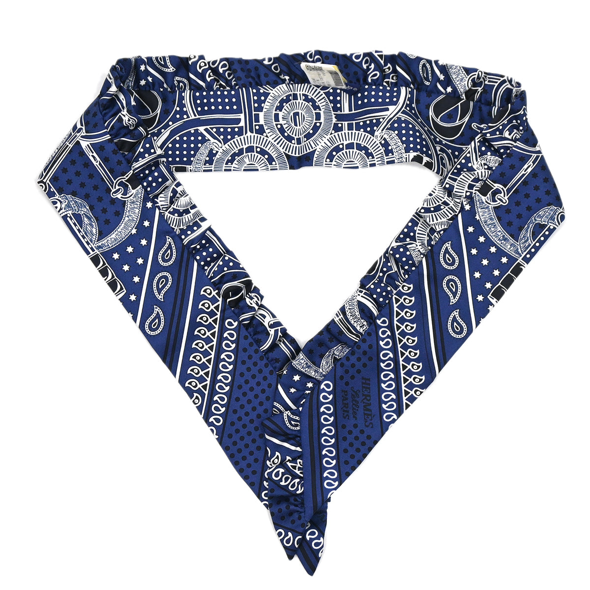 Hermes Navy Eperon d'Or Bandana Twilly Scarf Stole Bag Handle Accessories