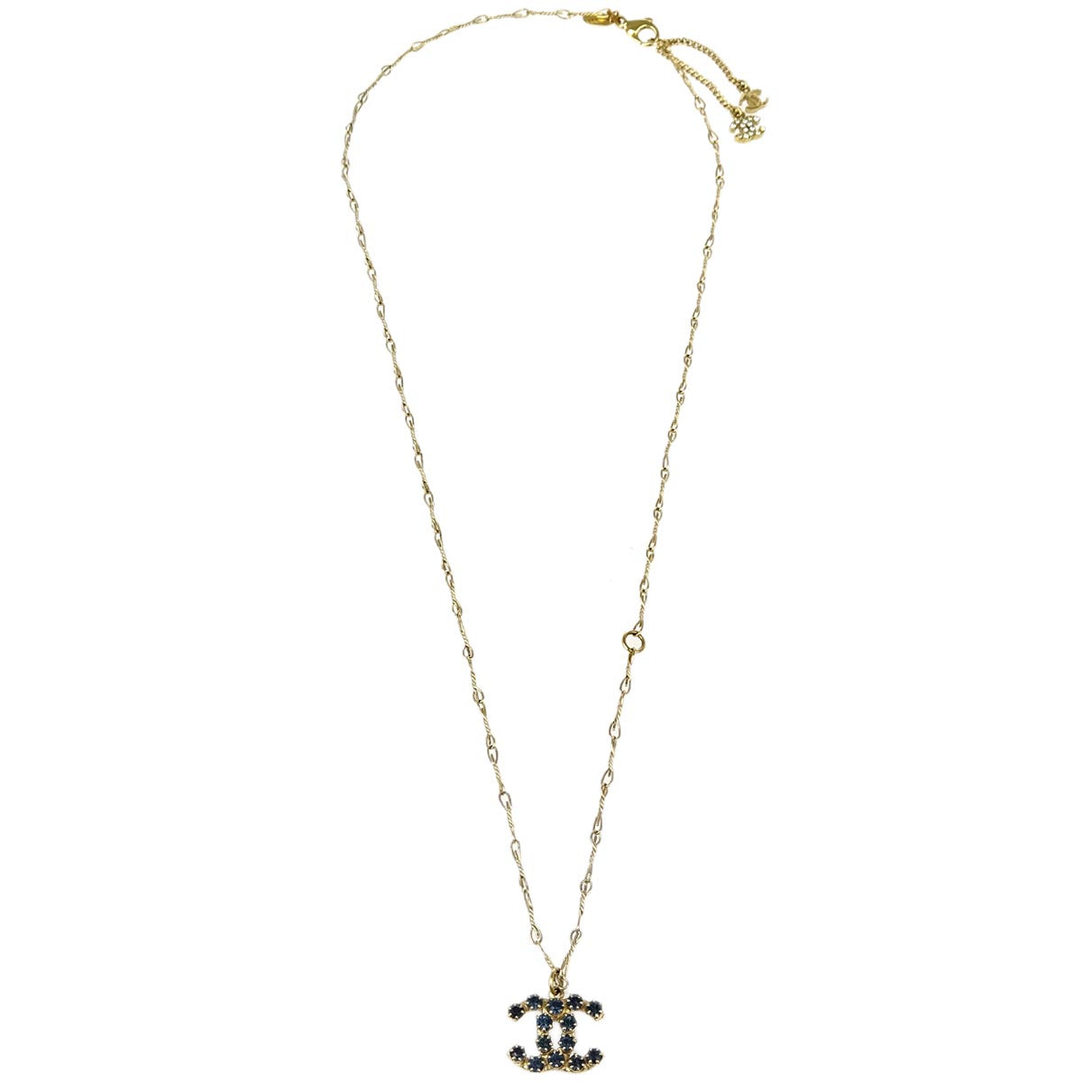 Chanel 2010 Pendant Necklace Rhinestone Gold 10C