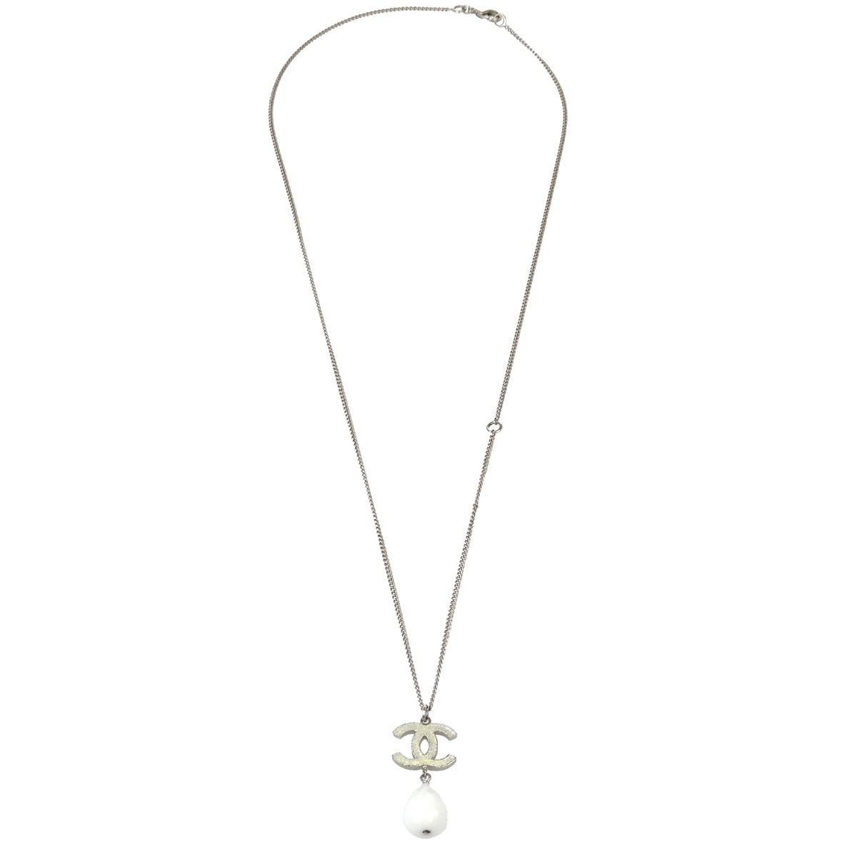 Chanel 2010 CC Chain Necklace Silver White B10A