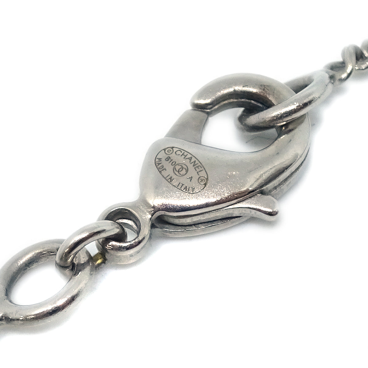 Chanel 2010 CC Chain Necklace Silver White B10A