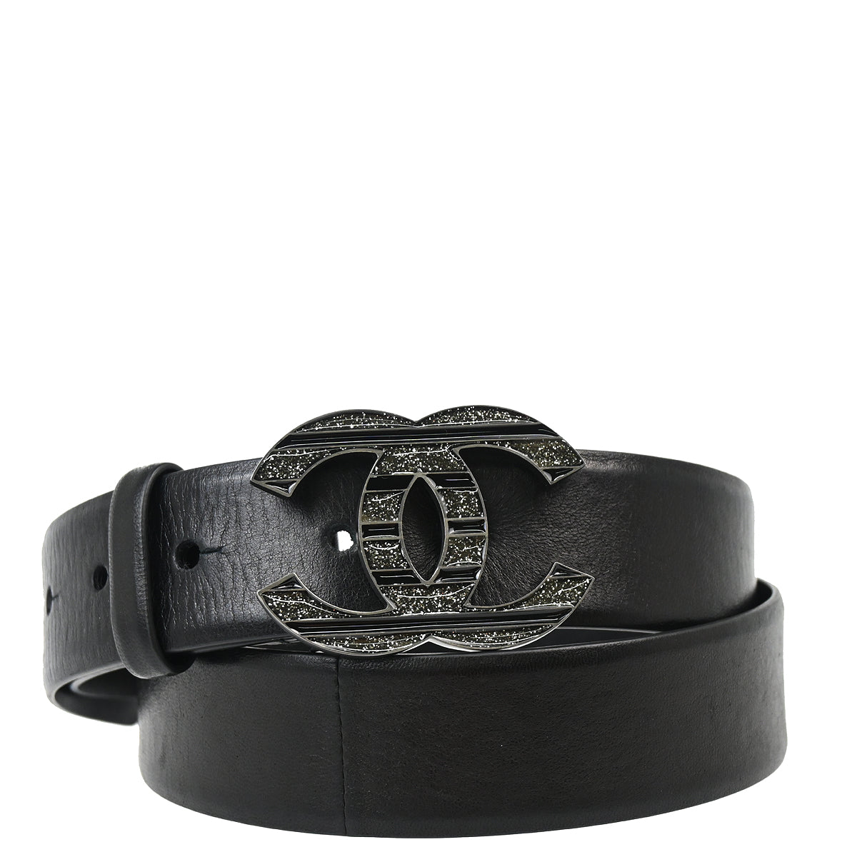 Chanel 2010 Black Leather Belt #95/38 10C Small Good