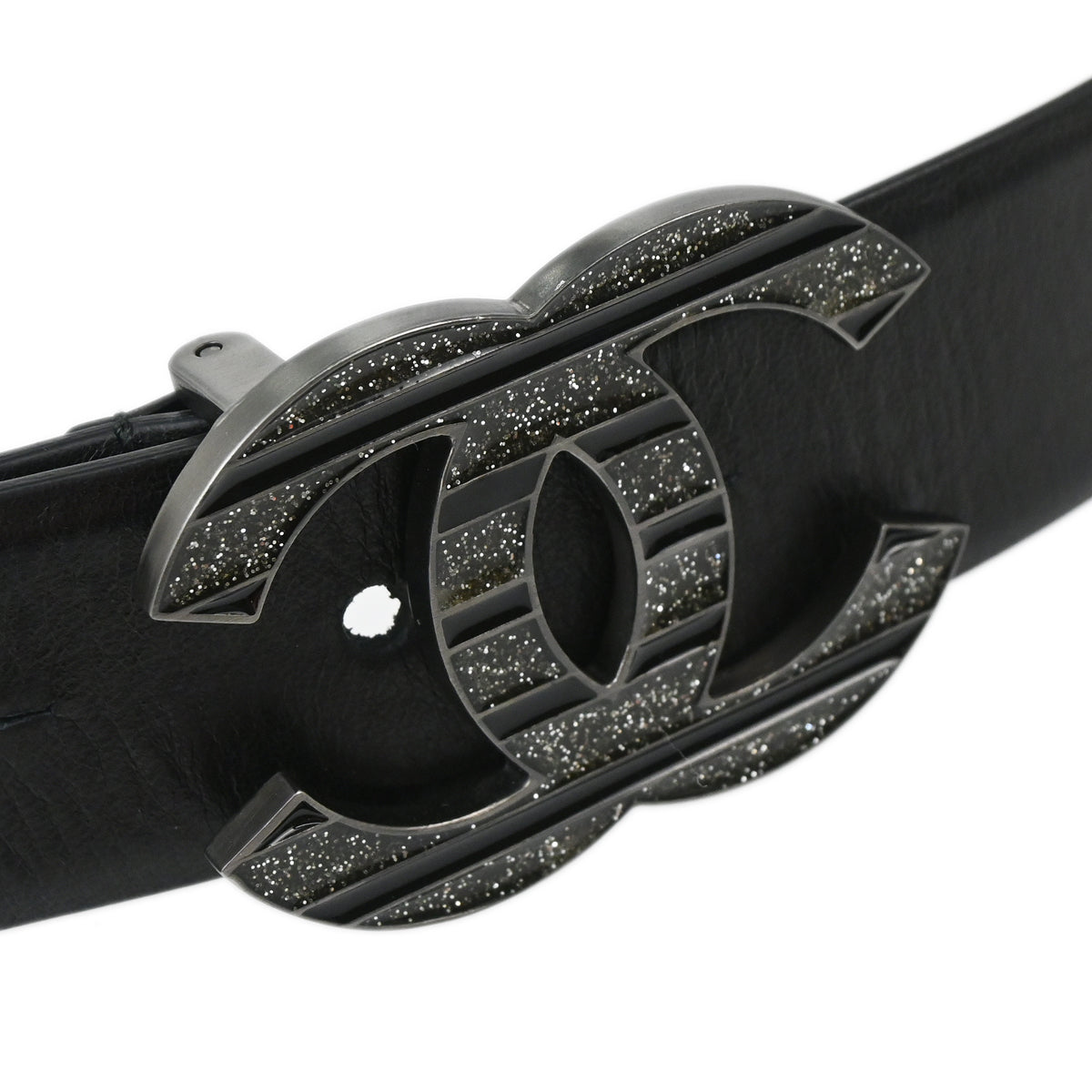 Chanel 2010 Black Leather Belt #95/38 10C Small Good