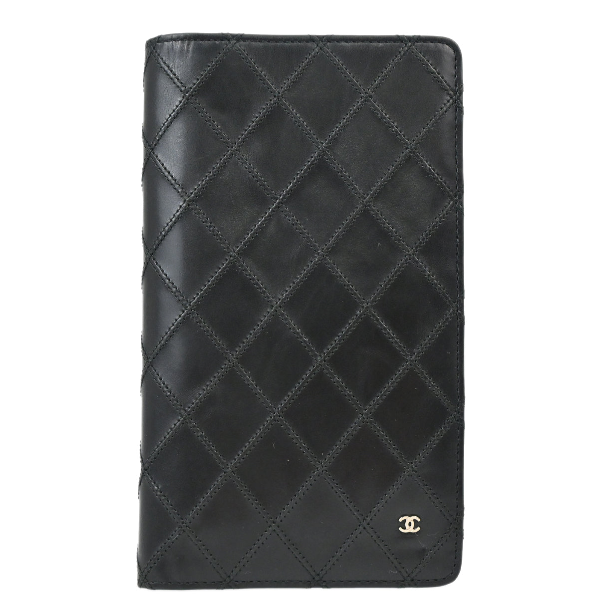 Chanel 2012 Black Lambskin Bicolore Long Wallet