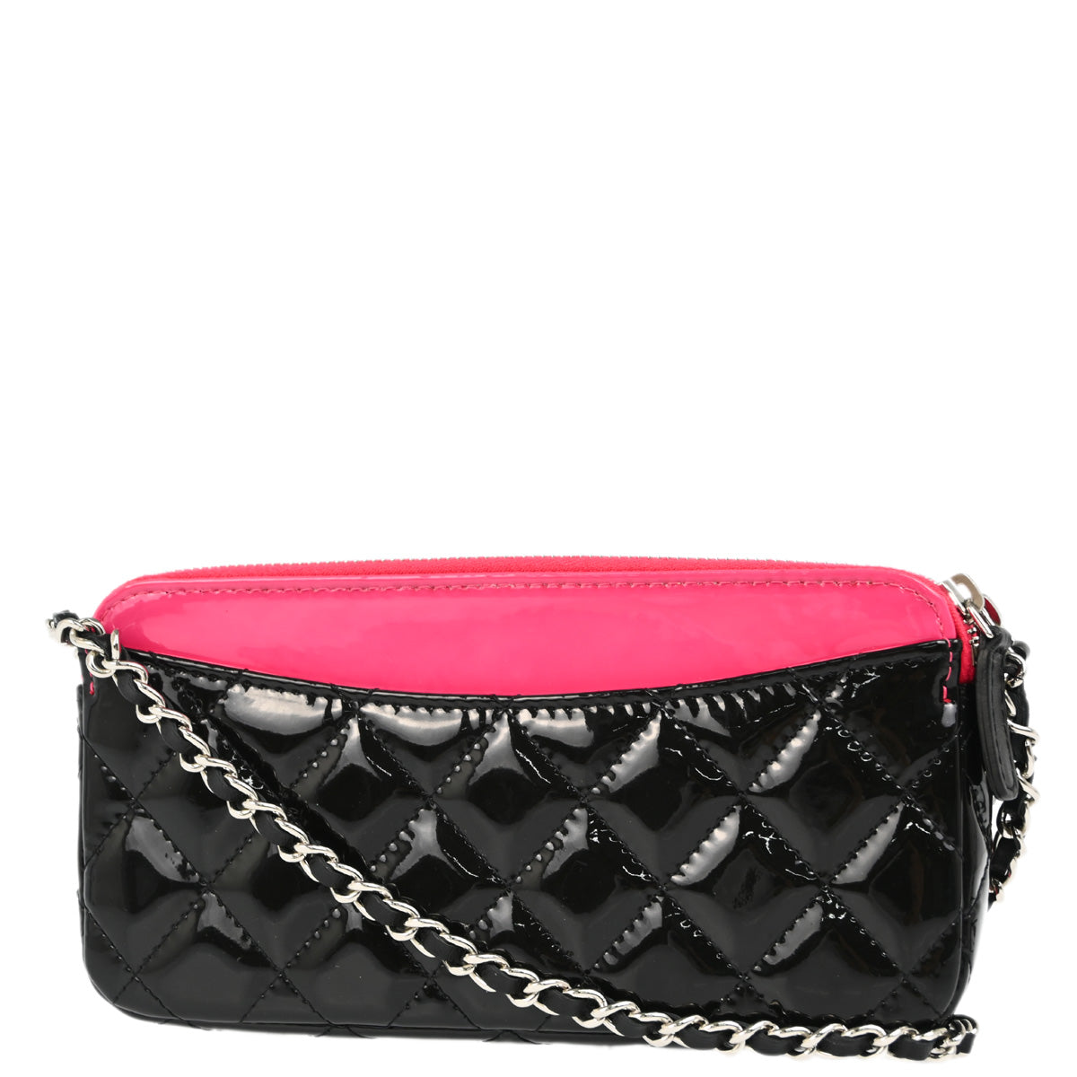 Chanel 2019 Pink Black Patent Leather Wallet WOC