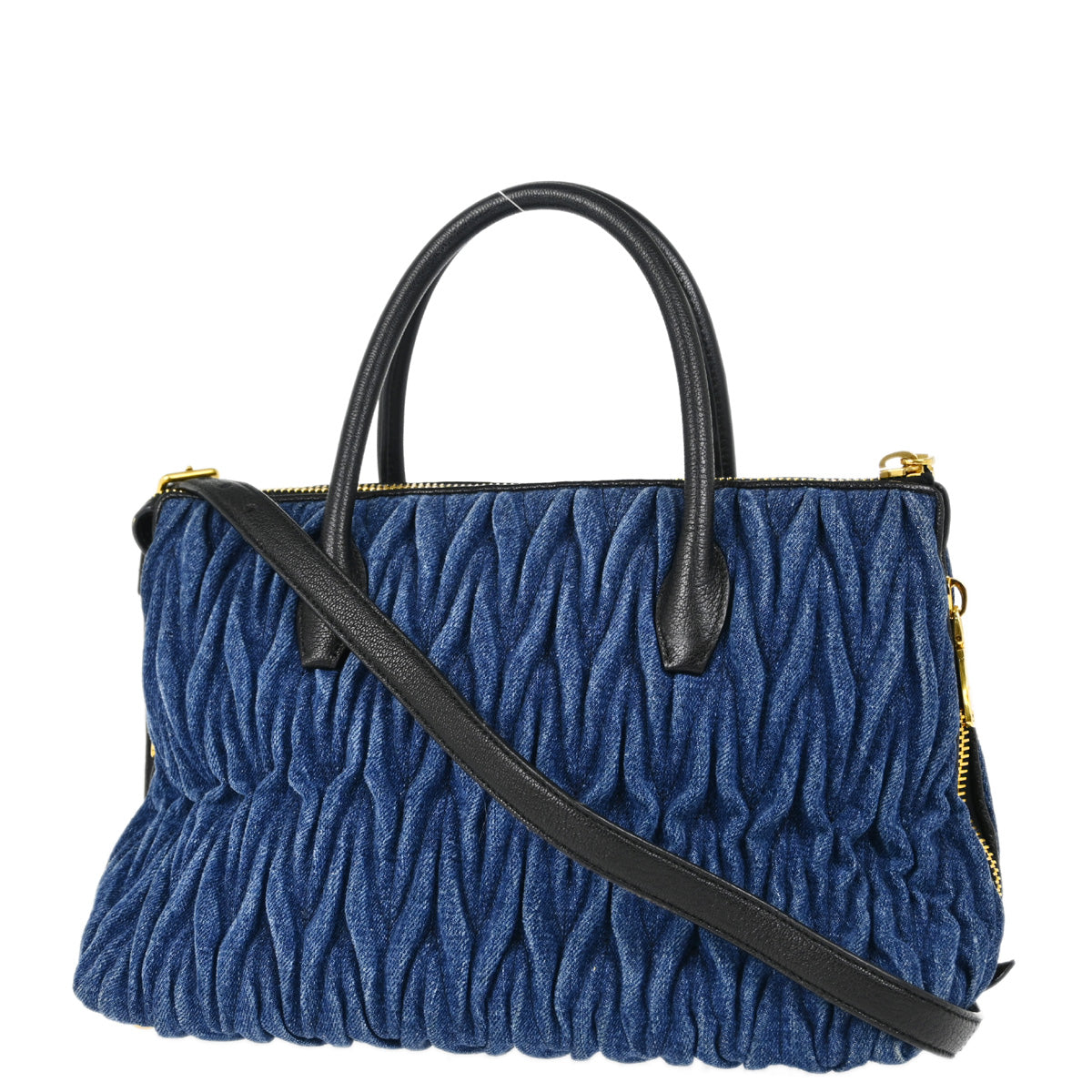 Miu Miu Blue Denim Matelasse 2way Shoulder Handbag