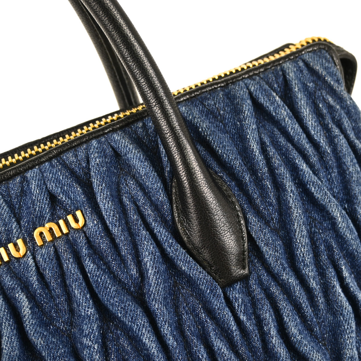 Miu Miu Blue Denim Matelasse 2way Shoulder Handbag