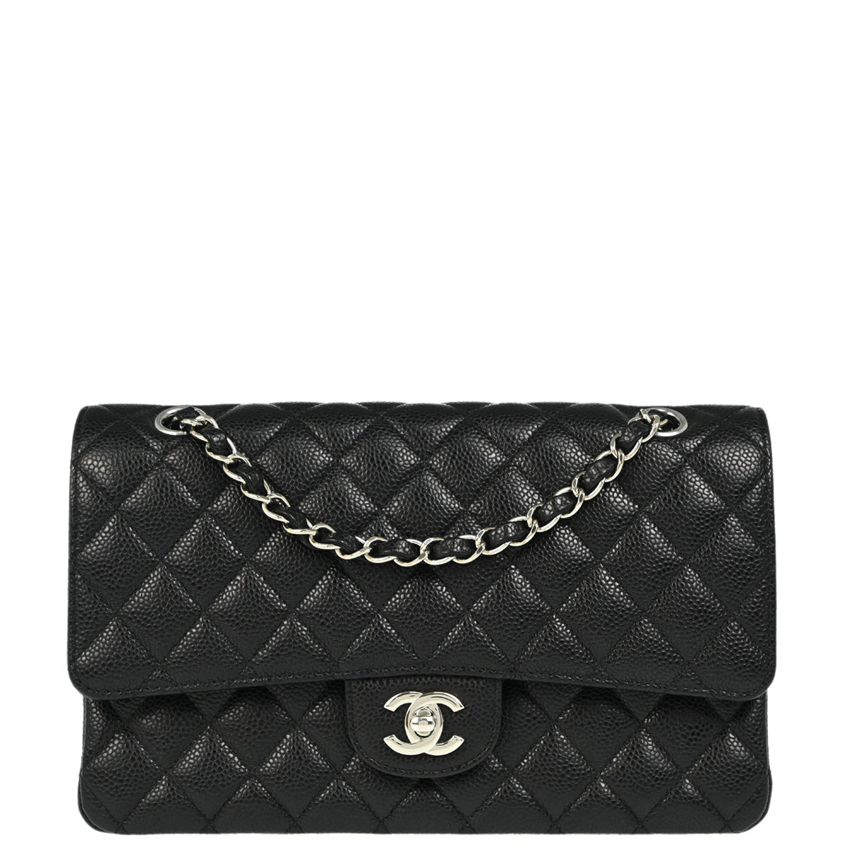 Chanel 2019 Black Caviar Medium Classic Double Flap Shoulder Bag