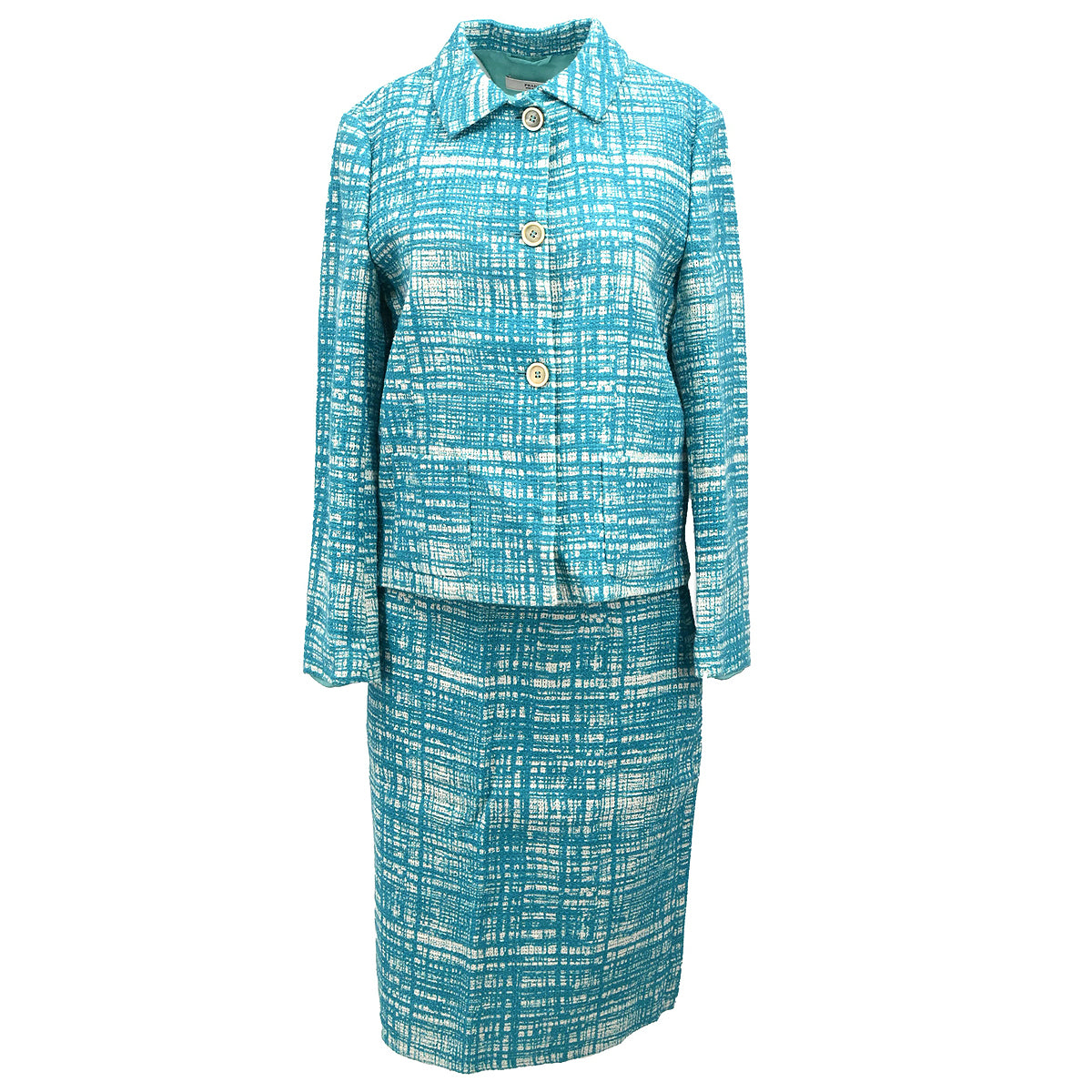 Prada 2015 Setup Suit Jacket Skirt Light Blue #42