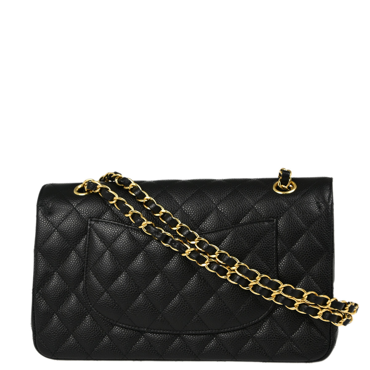 Chanel 2018-2019 Black Caviar Medium Classic Double Flap Shoulder Bag