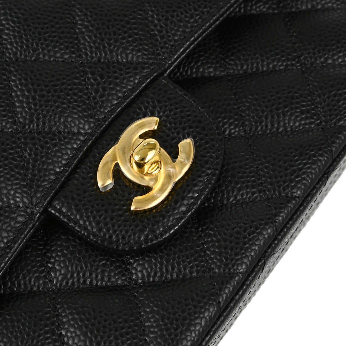 Chanel 2018-2019 Black Caviar Medium Classic Double Flap Shoulder Bag