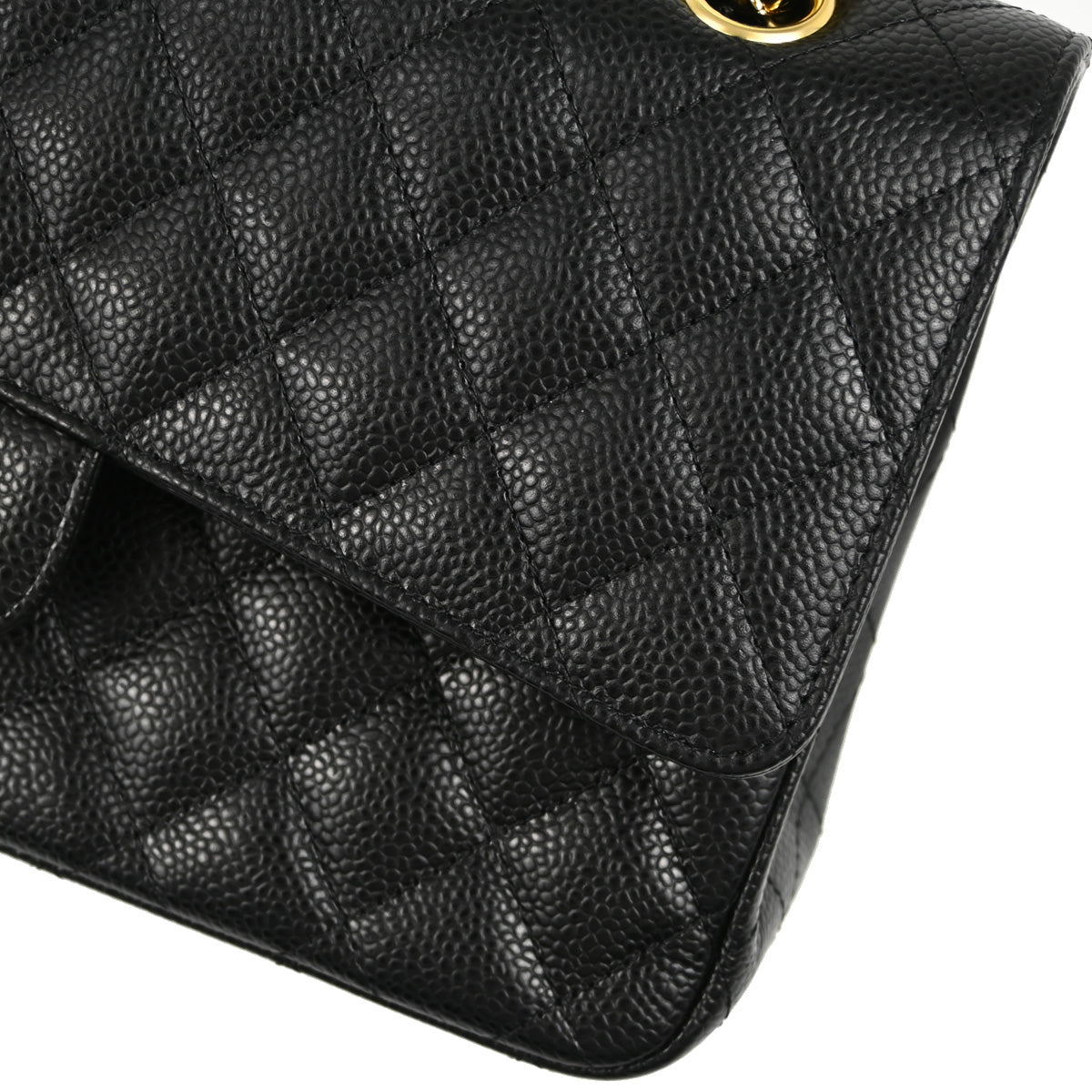 Chanel 2018-2019 Black Caviar Medium Classic Double Flap Shoulder Bag