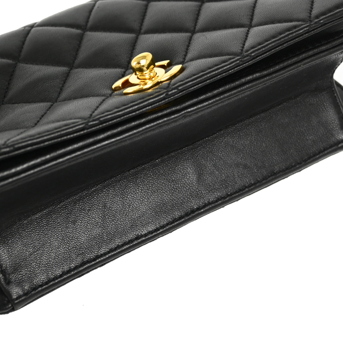 Chanel 2010-2011 Black Lambskin Turnlock Mini Full Flap Shoulder Bag