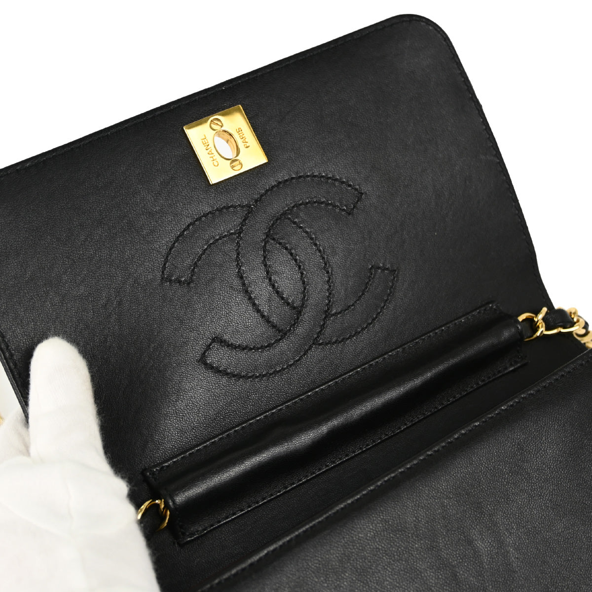 Chanel 2010-2011 Black Lambskin Turnlock Mini Full Flap Shoulder Bag