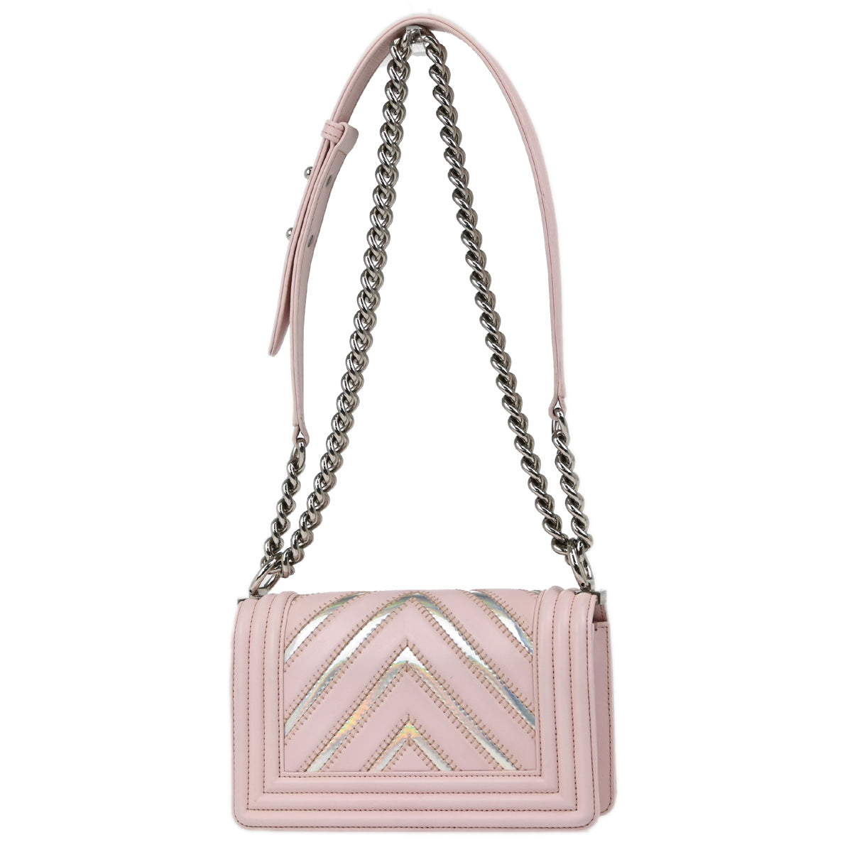 Boy Chanel 2017-2018 Pink Prism Lambskin Chevron Small Chain Shoulder Bag