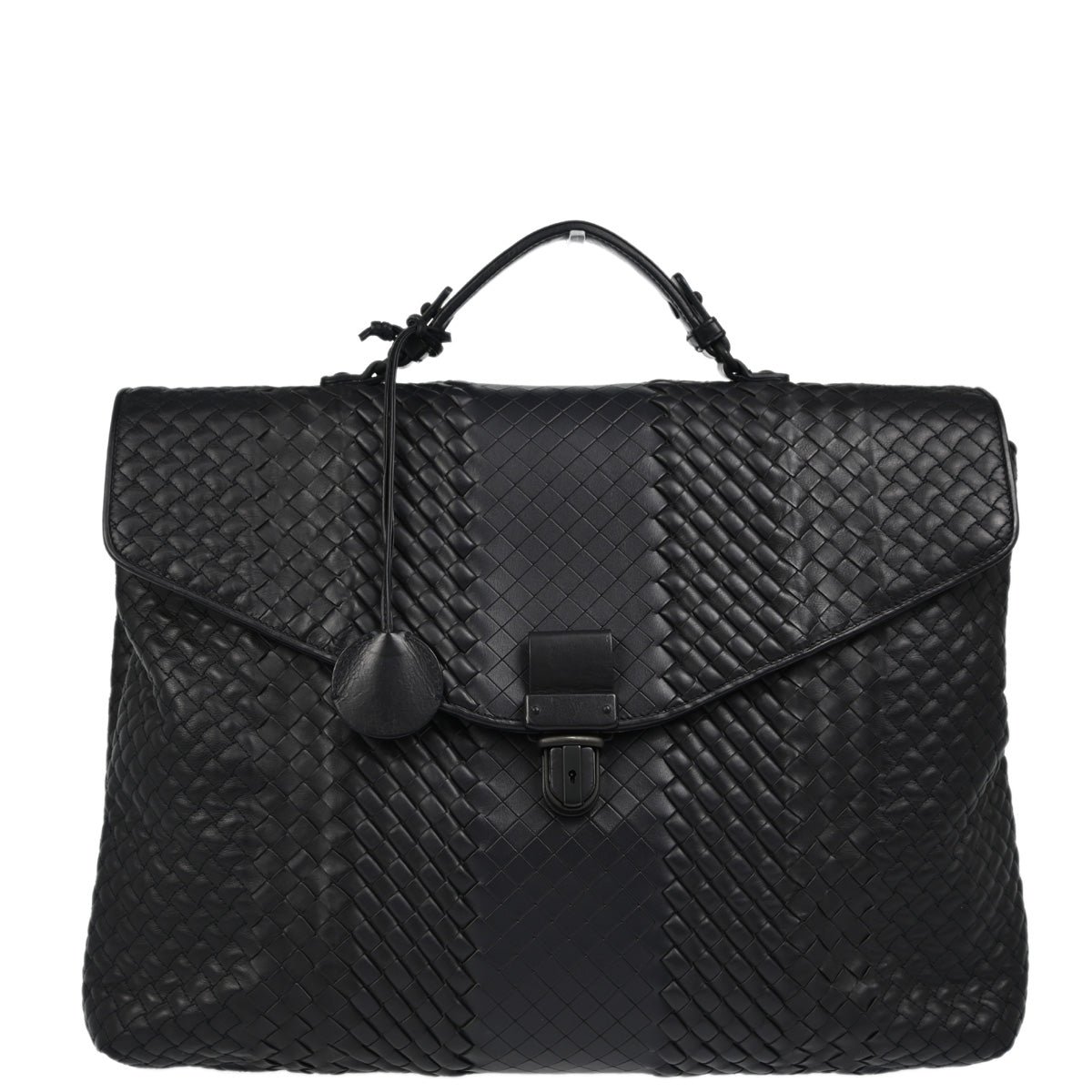 Bottega Veneta Black Intrecciato Briefcase Handbag