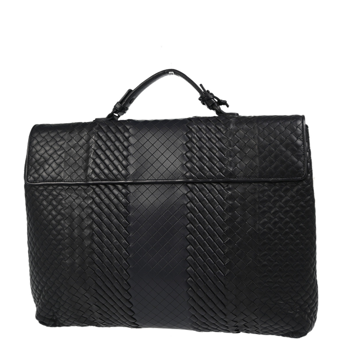 Bottega Veneta Black Intrecciato Briefcase Handbag