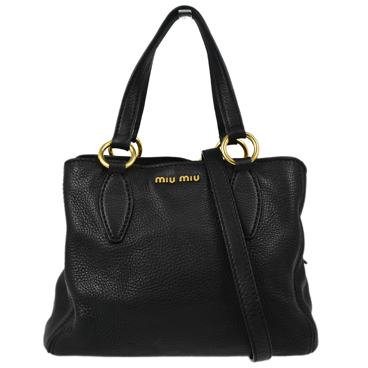 Miu Miu Black Leather 2way Shoulder Handbag