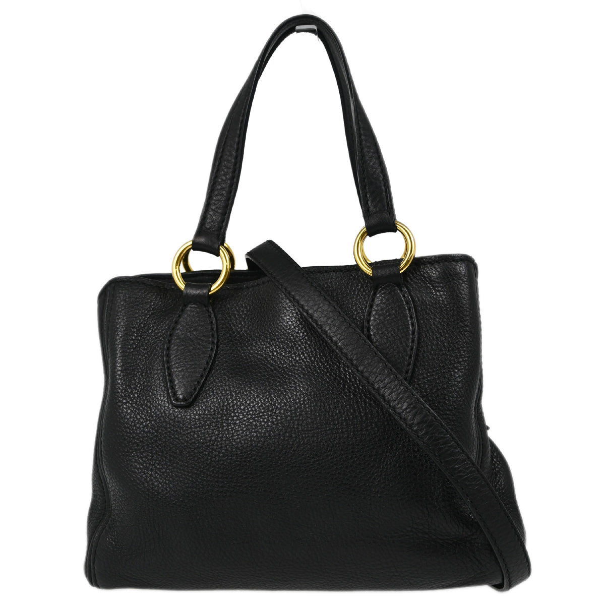 Miu Miu Black Leather 2way Shoulder Handbag