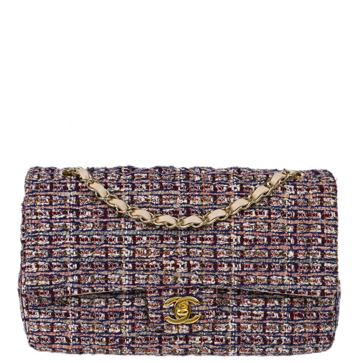 Chanel 2019 Multicolor Tweed Medium Classic Double Flap Shoulder Bag