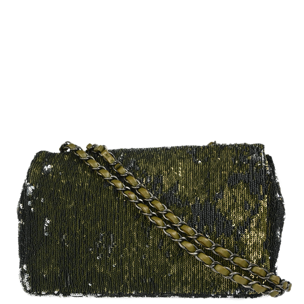 Chanel 2017 Green Sequins Paris-Cuba Single Flap Shoulder Bag