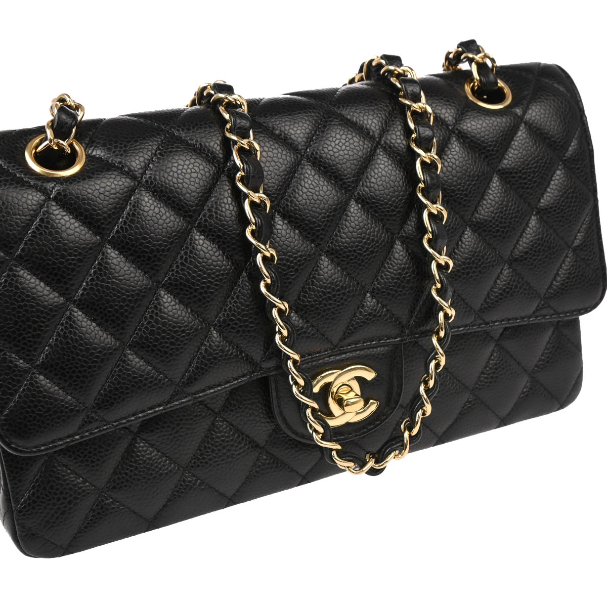 Chanel 2015-2016 Black Caviar Medium Classic Double Flap Shoulder Bag