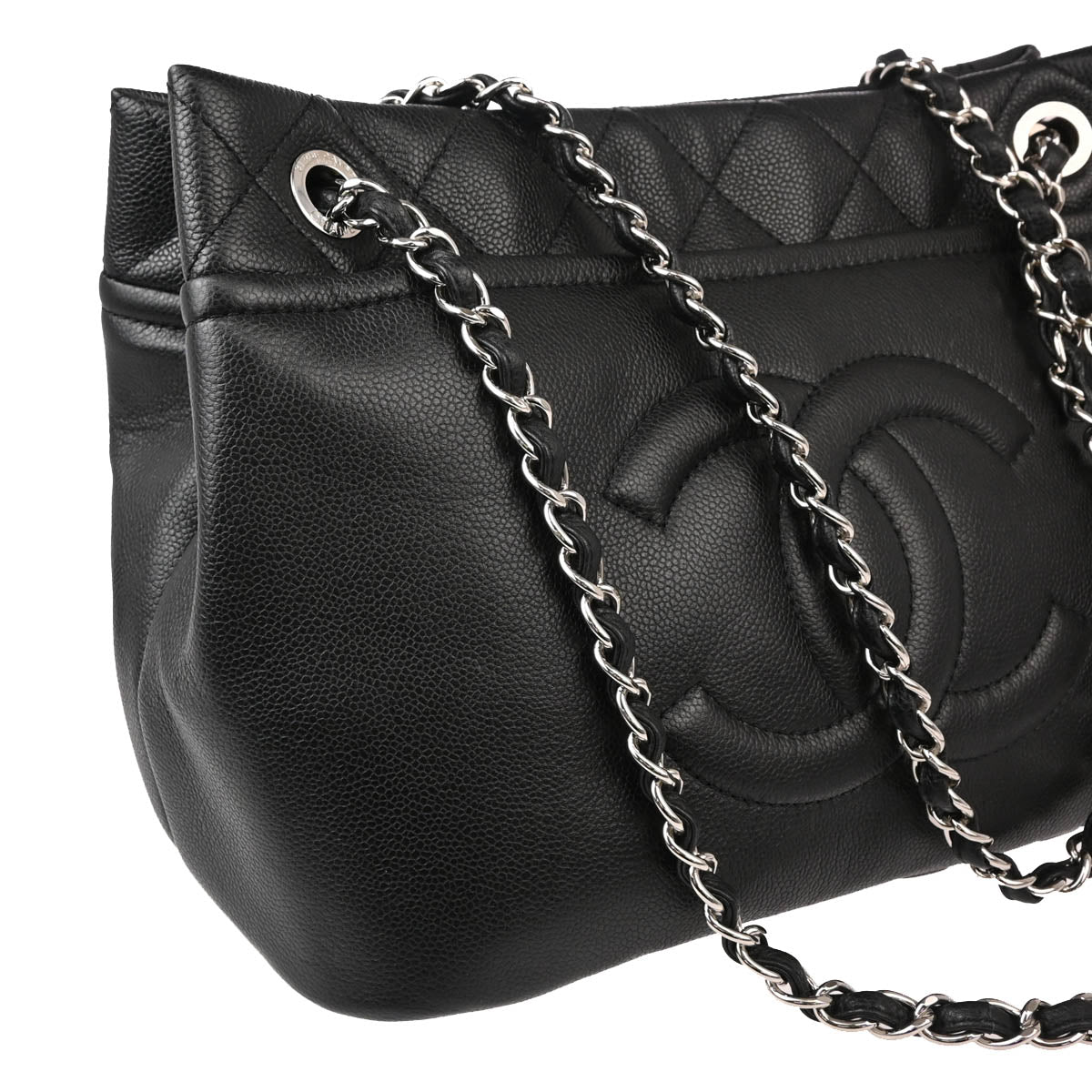 Chanel 2010-2011 Black Caviar Chain Shoulder Tote Bag