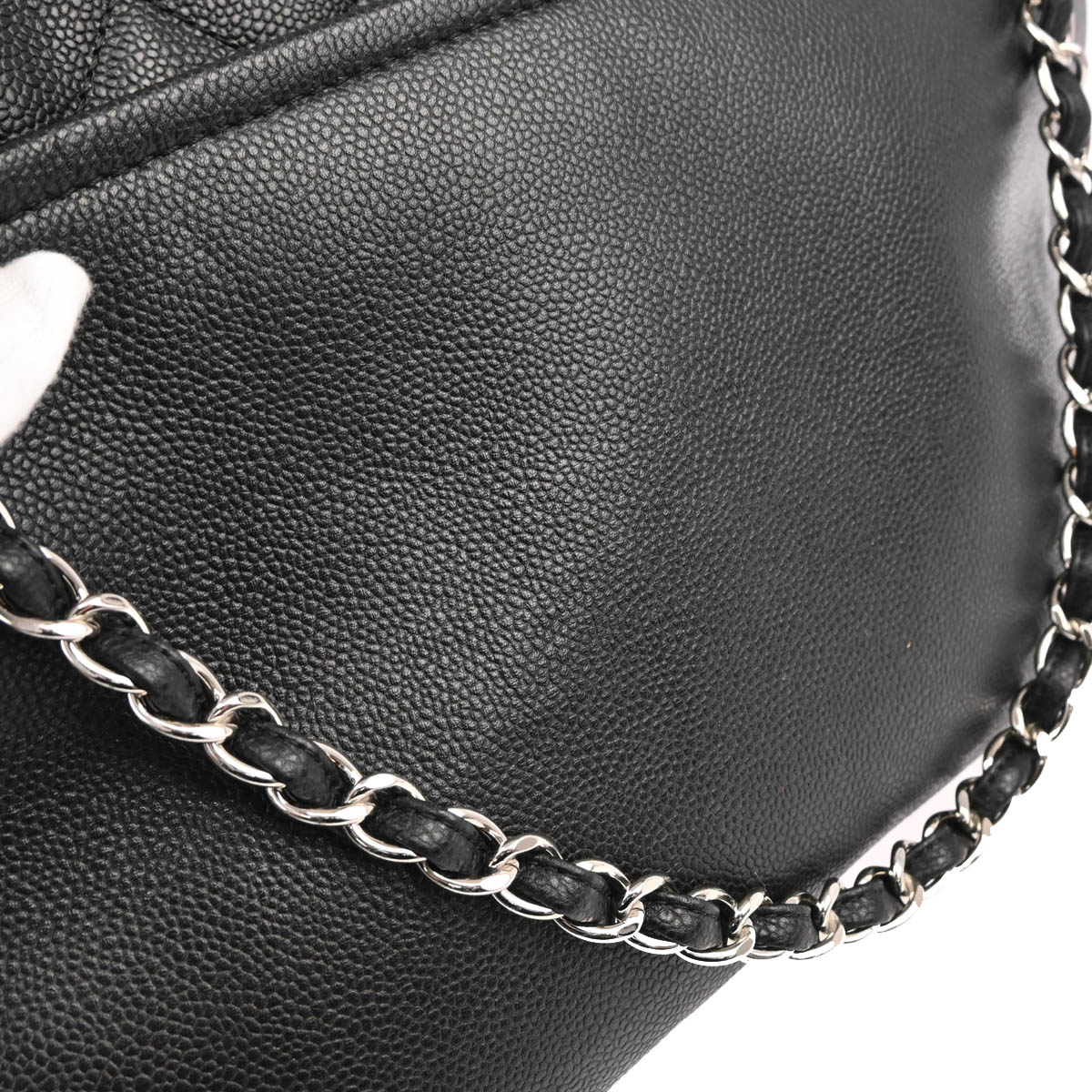 Chanel 2010-2011 Black Caviar Chain Shoulder Tote Bag