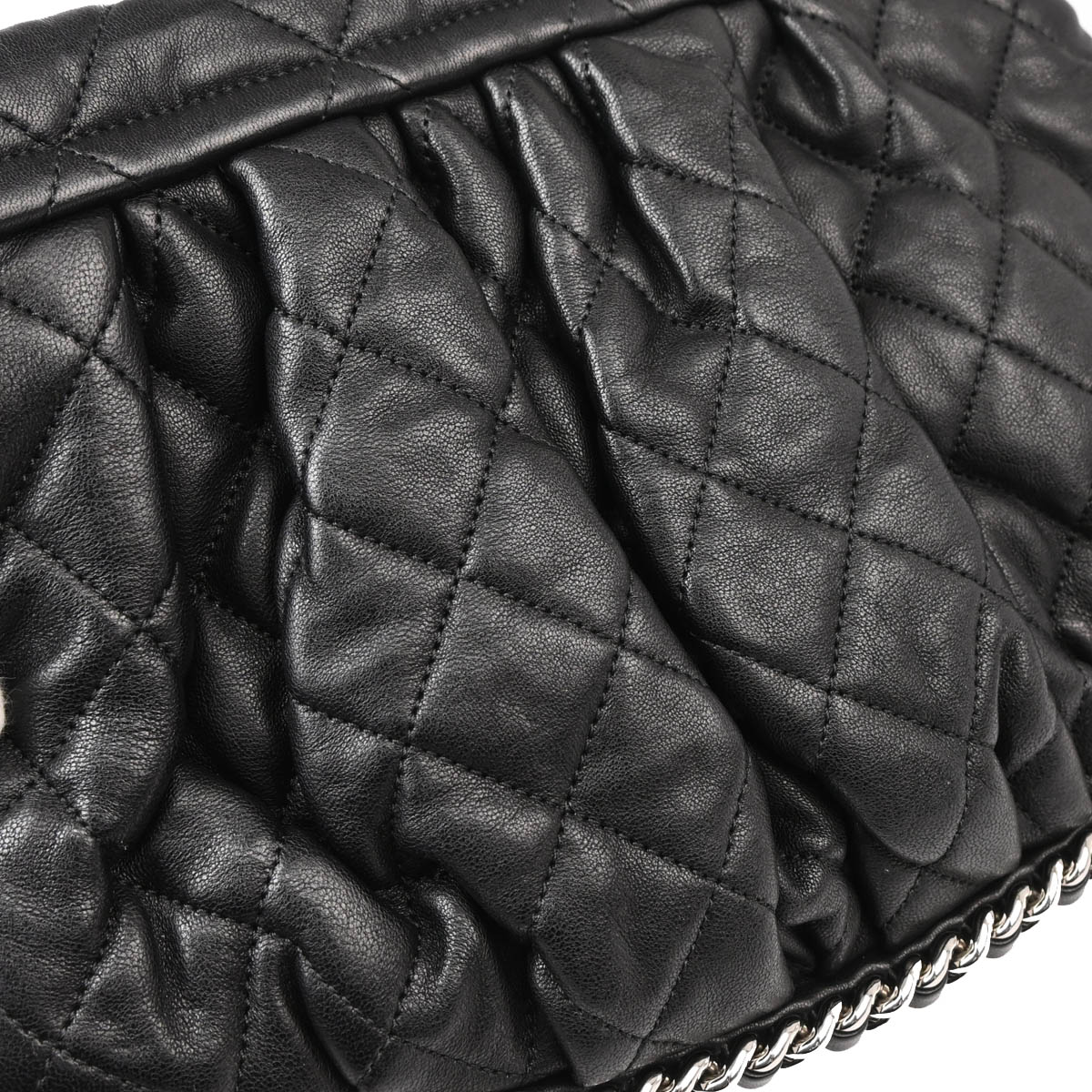 Chanel 2011 Black Lambskin Around Chain Shoulder Bag