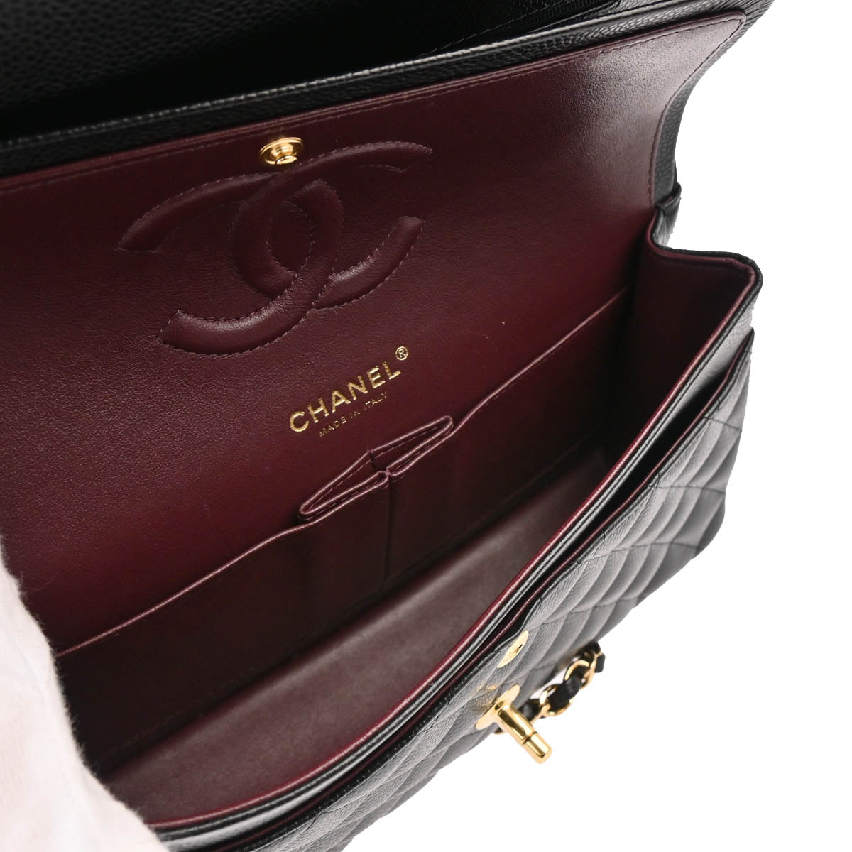 Chanel 2018-2019 Black Caviar Medium Classic Double Flap Shoulder Bag