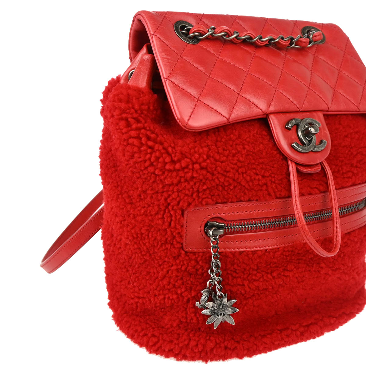 Chanel 2015-2016 Red Sheepskin Lambskin 2way Backpack