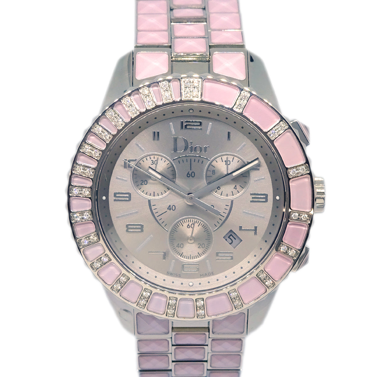 Christian Dior Crystal CD114315 Quartz Watch SS Diamond