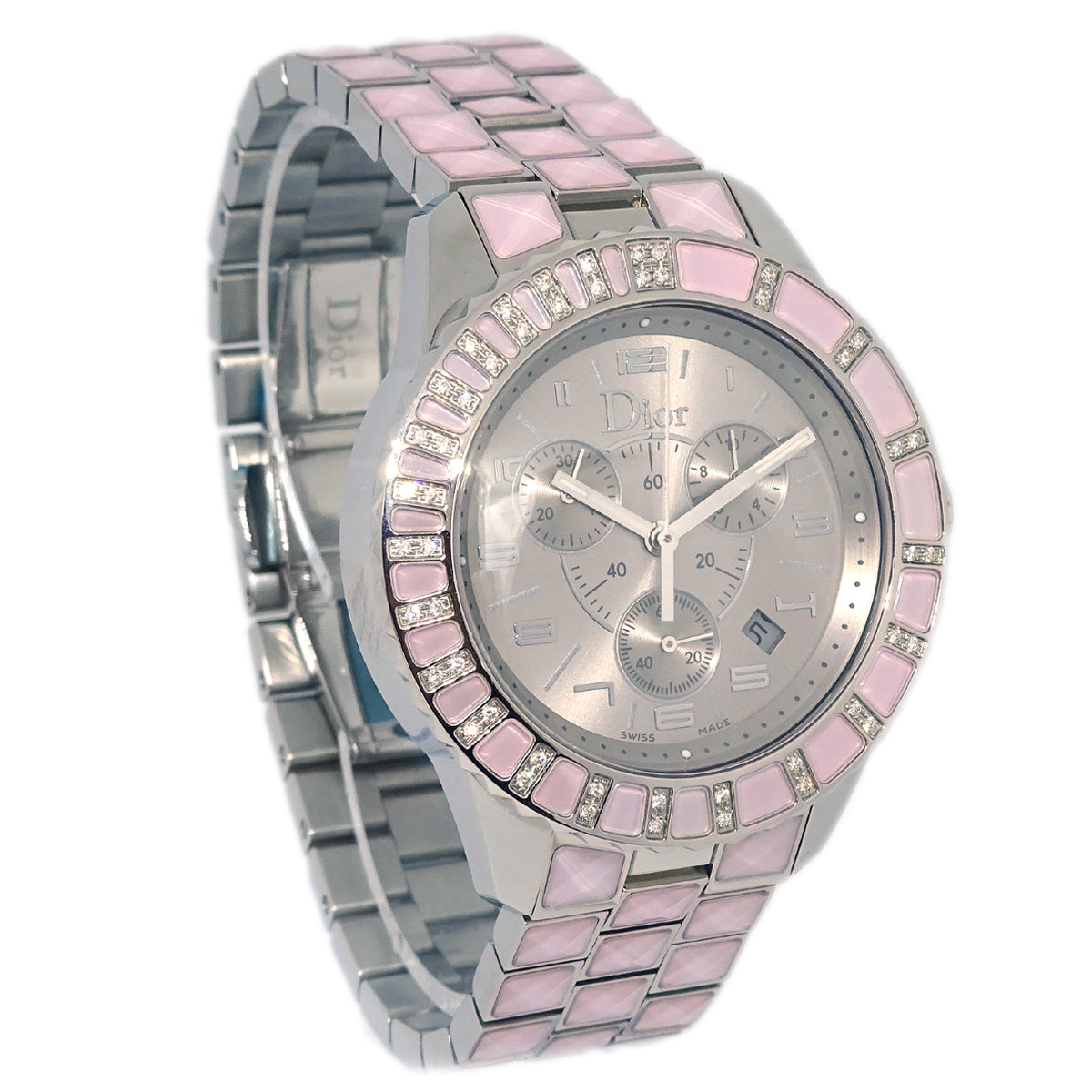 Christian Dior 2011 Crystal CD114315 Quartz Watch SS Diamond