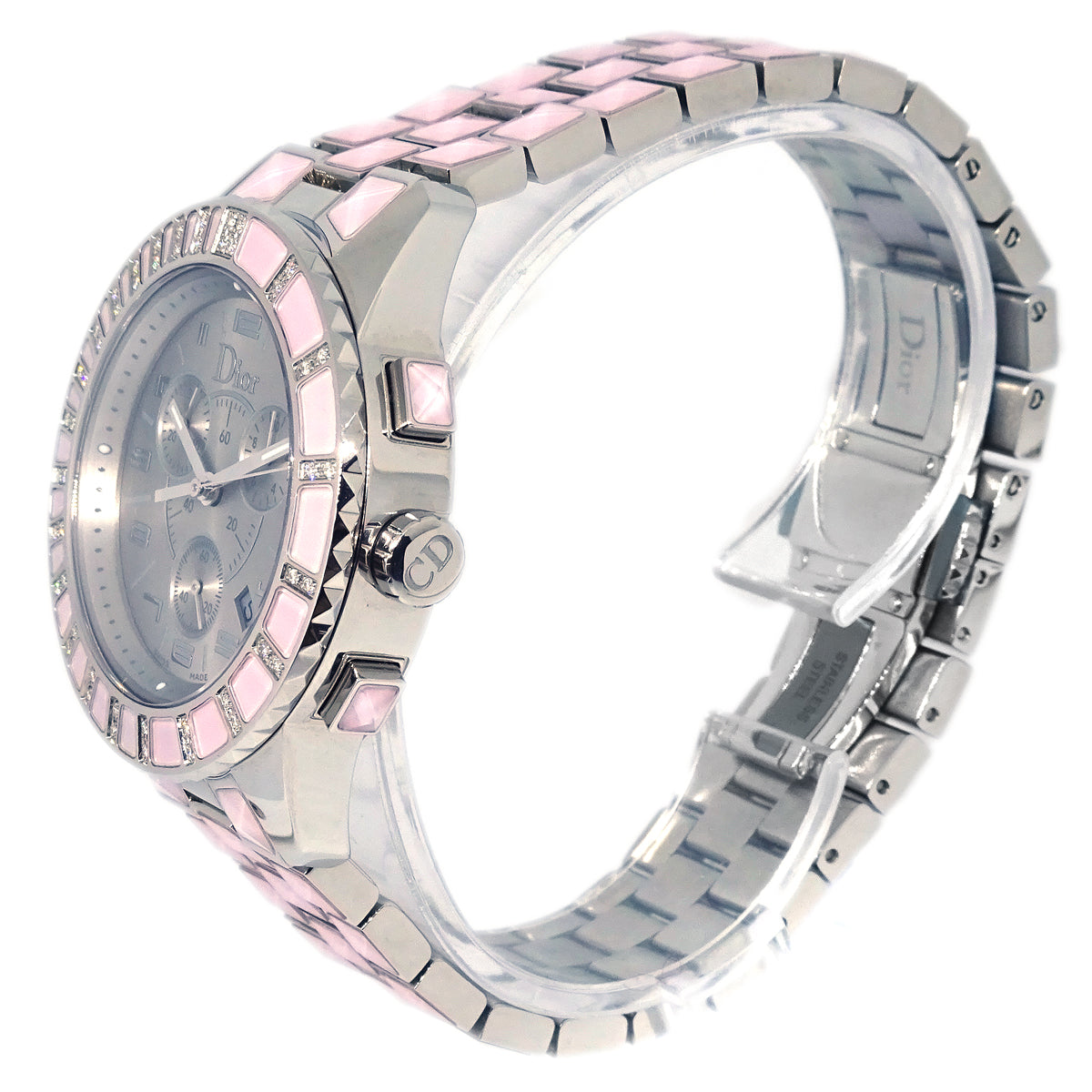 Christian Dior Crystal CD114315 Quartz Watch SS Diamond