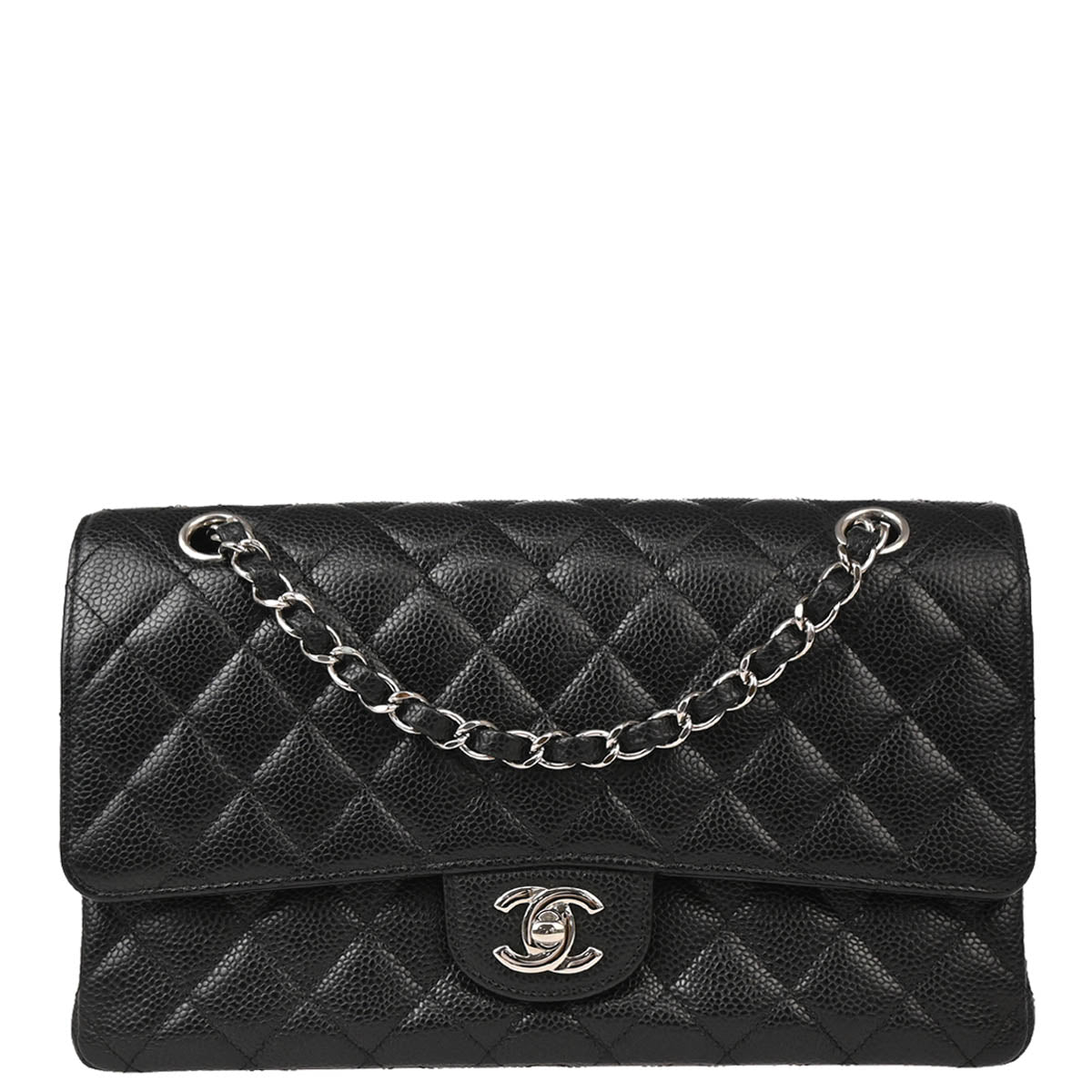 Chanel 2014 Black Caviar Medium Classic Double Flap Shoulder Bag